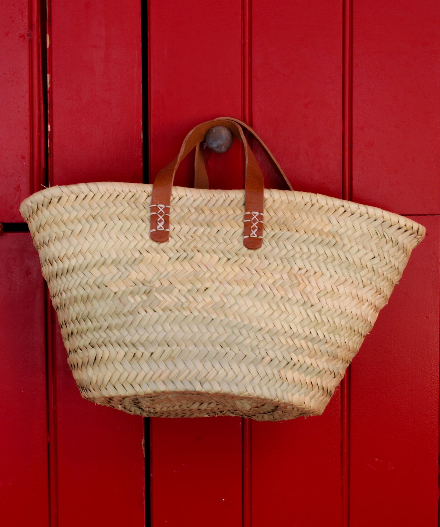 BORSA IN PAGLIA CON MANICI CUOIO M