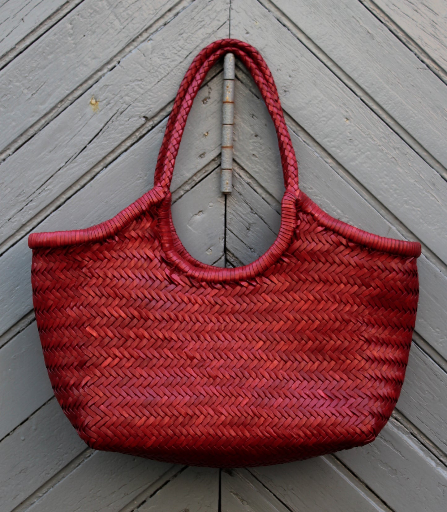 BORSA IN PELLE INTRECCIATA ROSSA