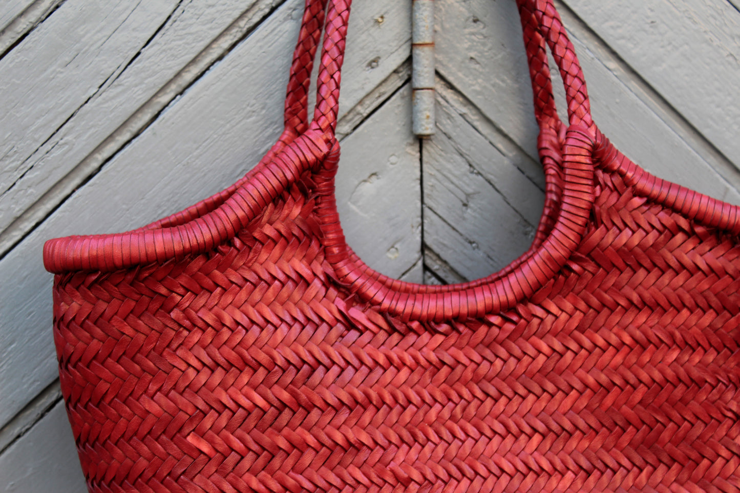 BORSA IN PELLE INTRECCIATA ROSSA