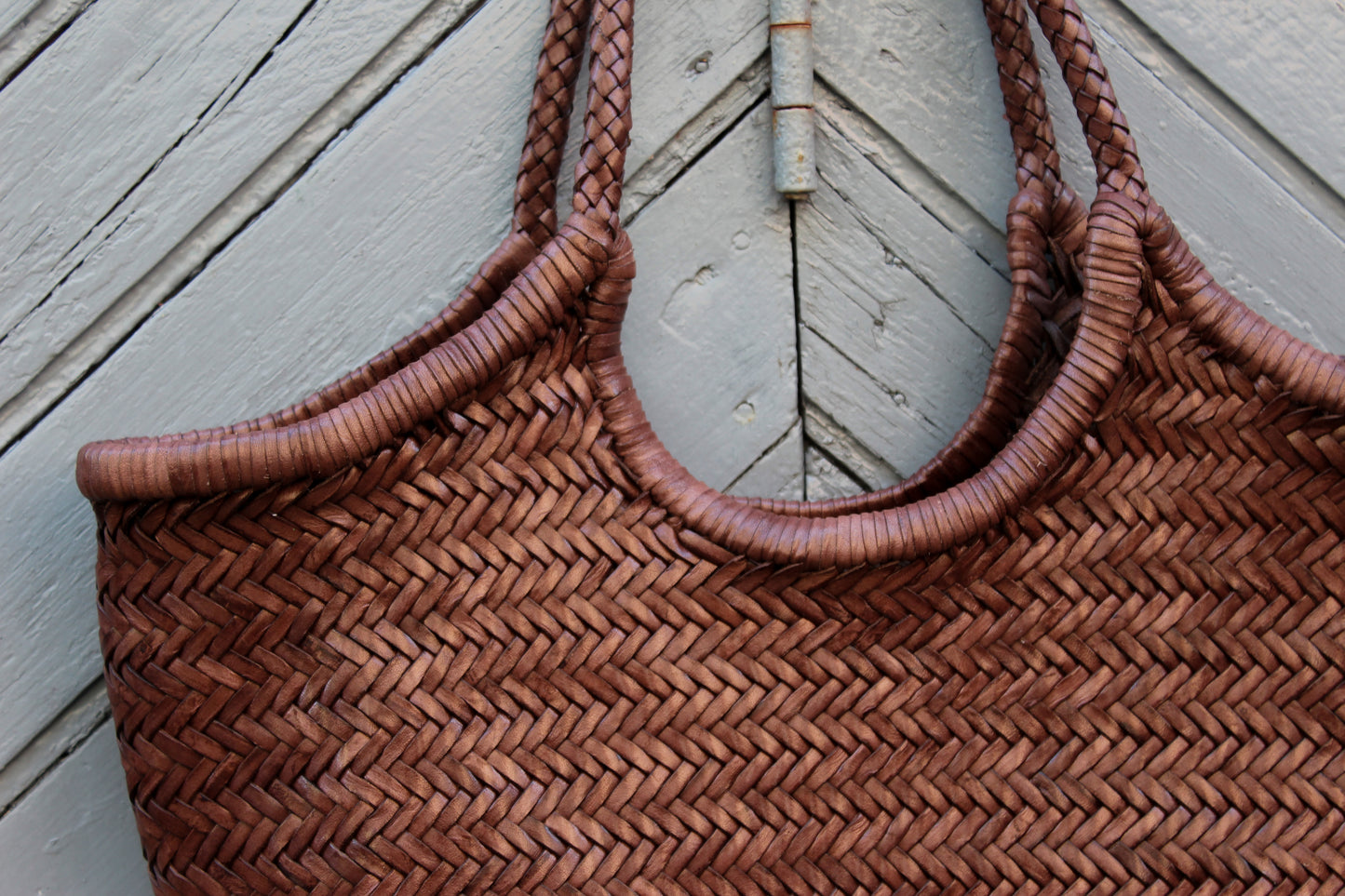 BORSA IN PELLE INTRECCIATA CIOCCOLATO