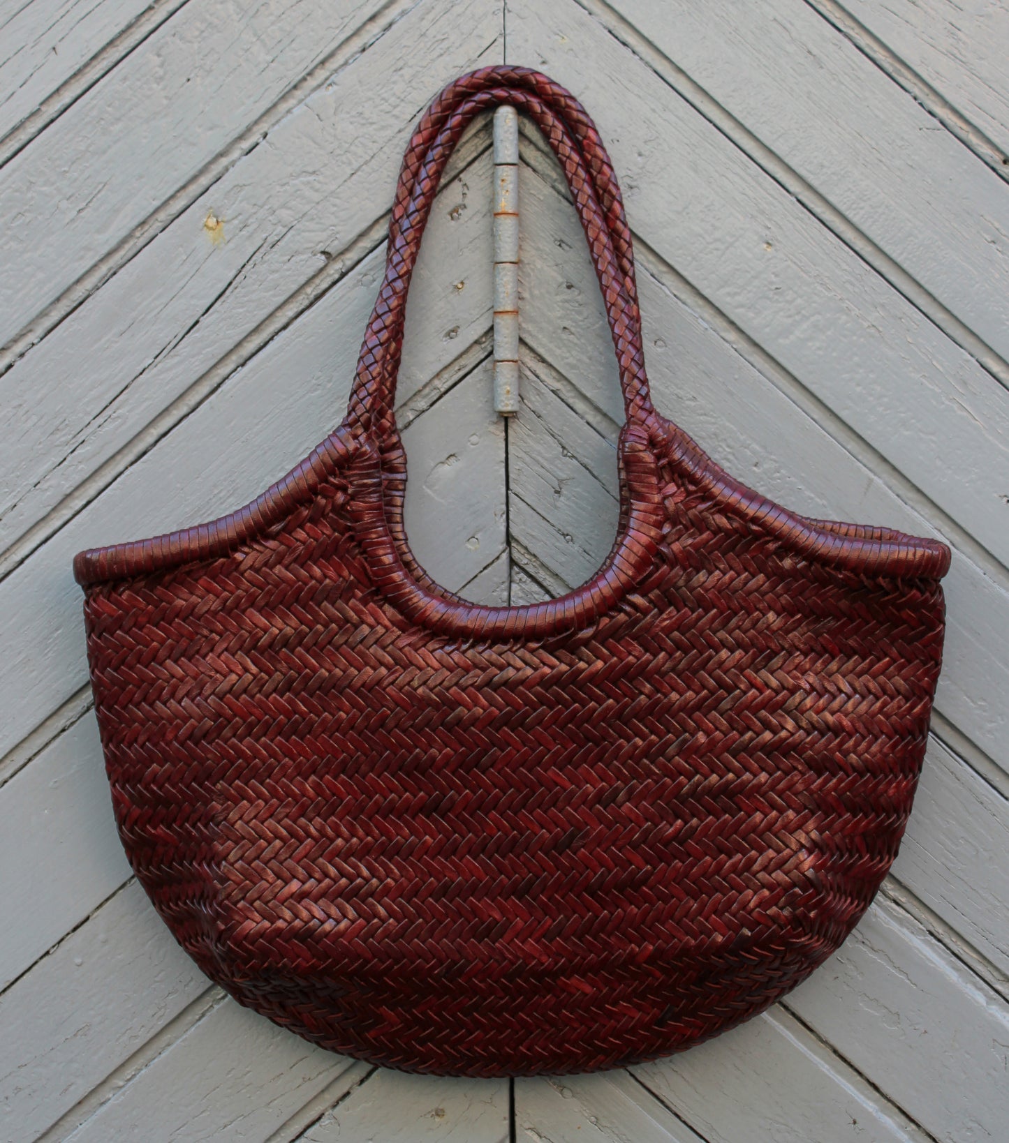 BORSA IN PELLE INTRECCIATA BORDEAUX