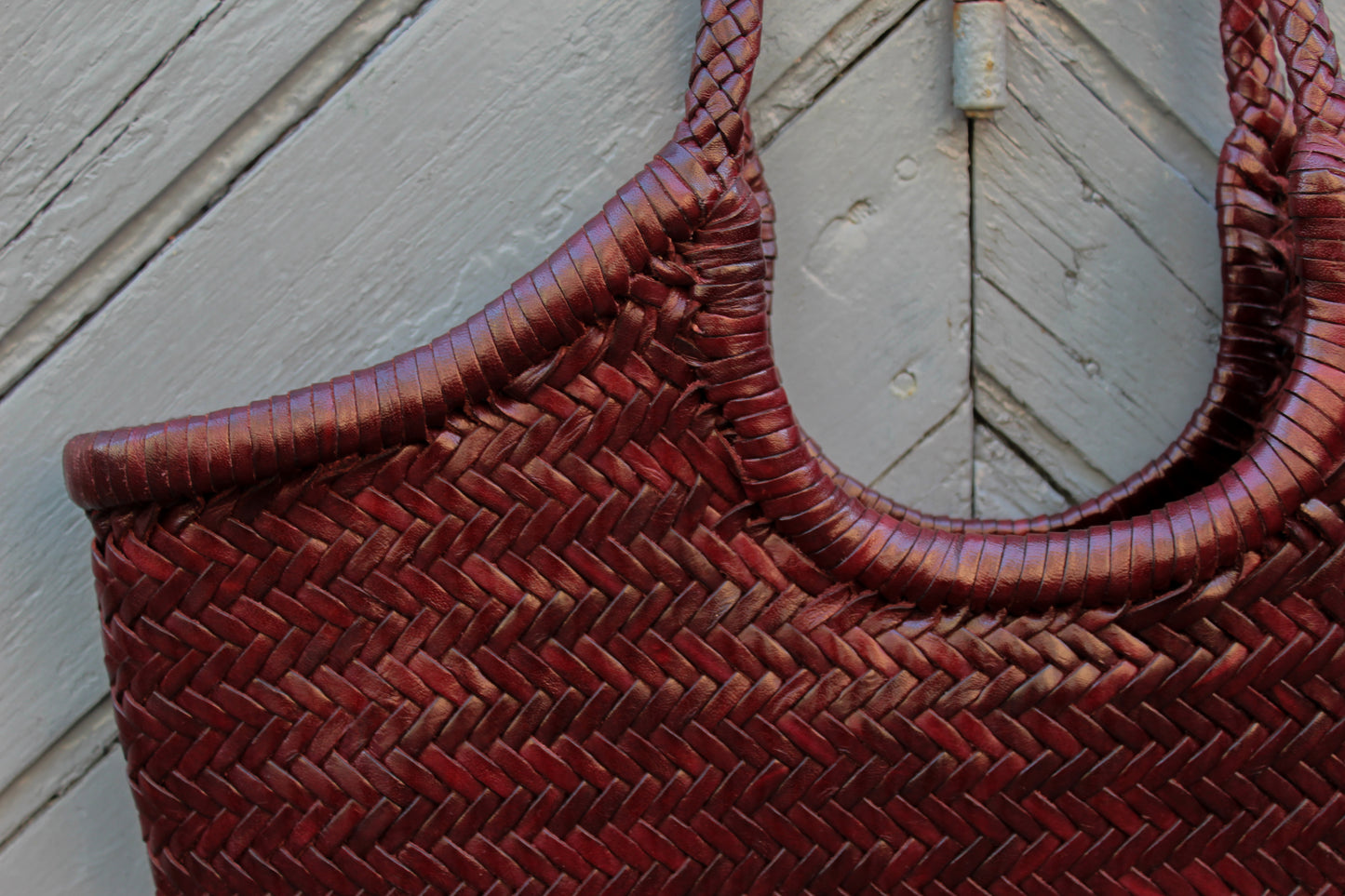 BORSA IN PELLE INTRECCIATA BORDEAUX