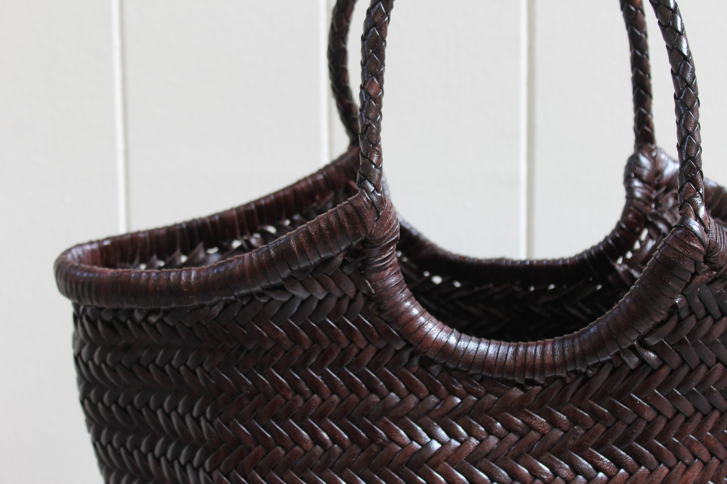 BORSA IN PELLE INTRECCIATA TESTA MORO