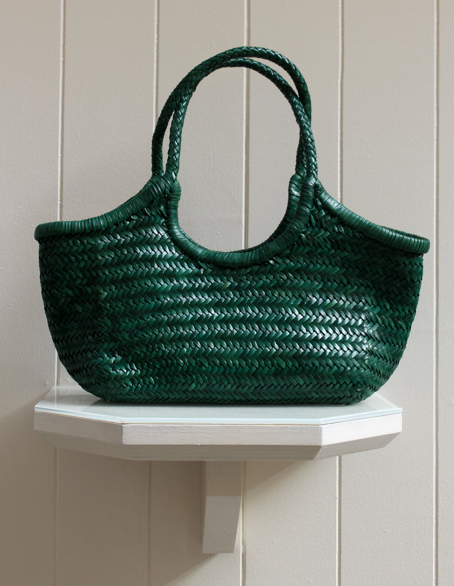 BORSA IN PELLE INTRECCIATA VERDE