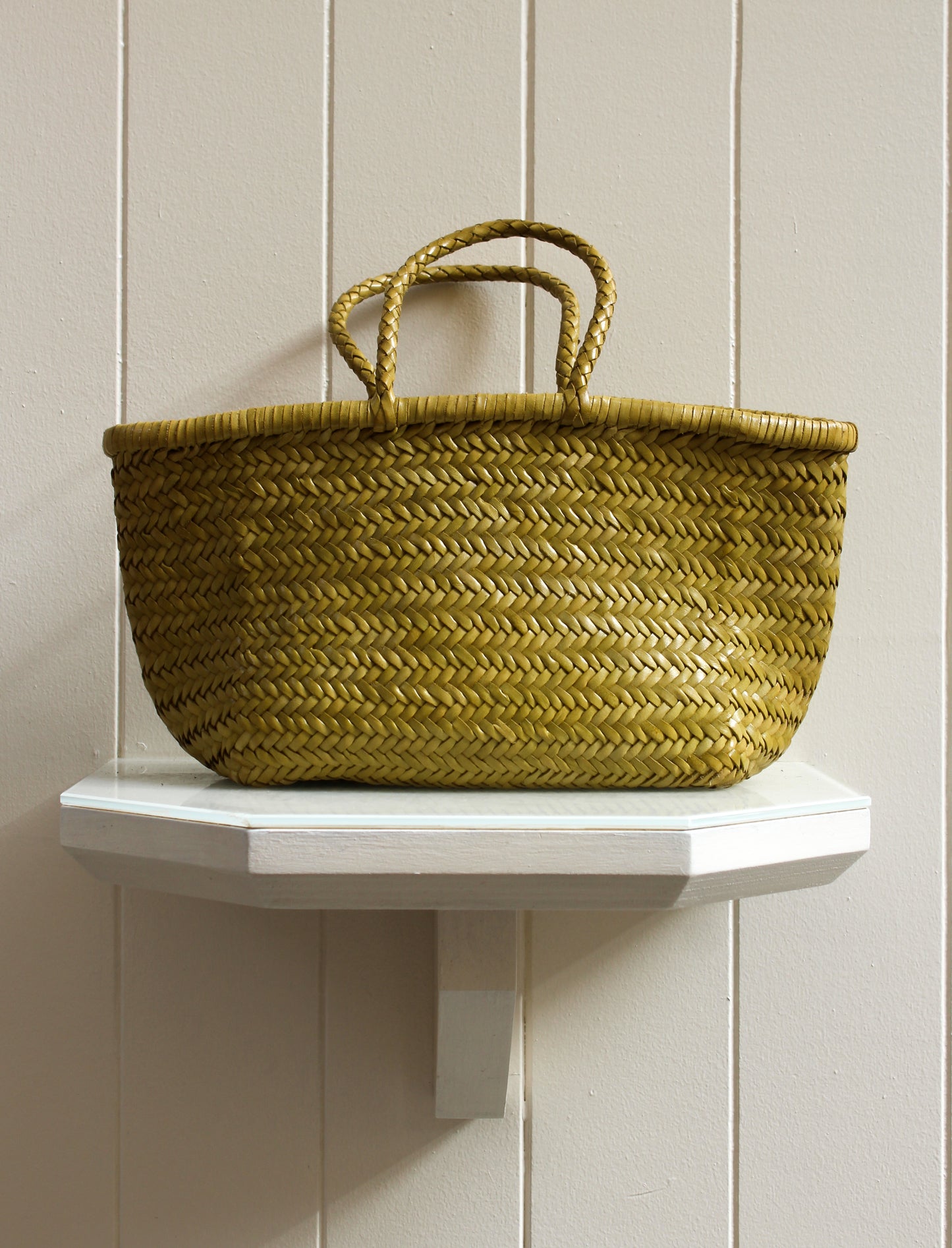BORSA IN PELLE INTRECCIATA PISTACCHIO