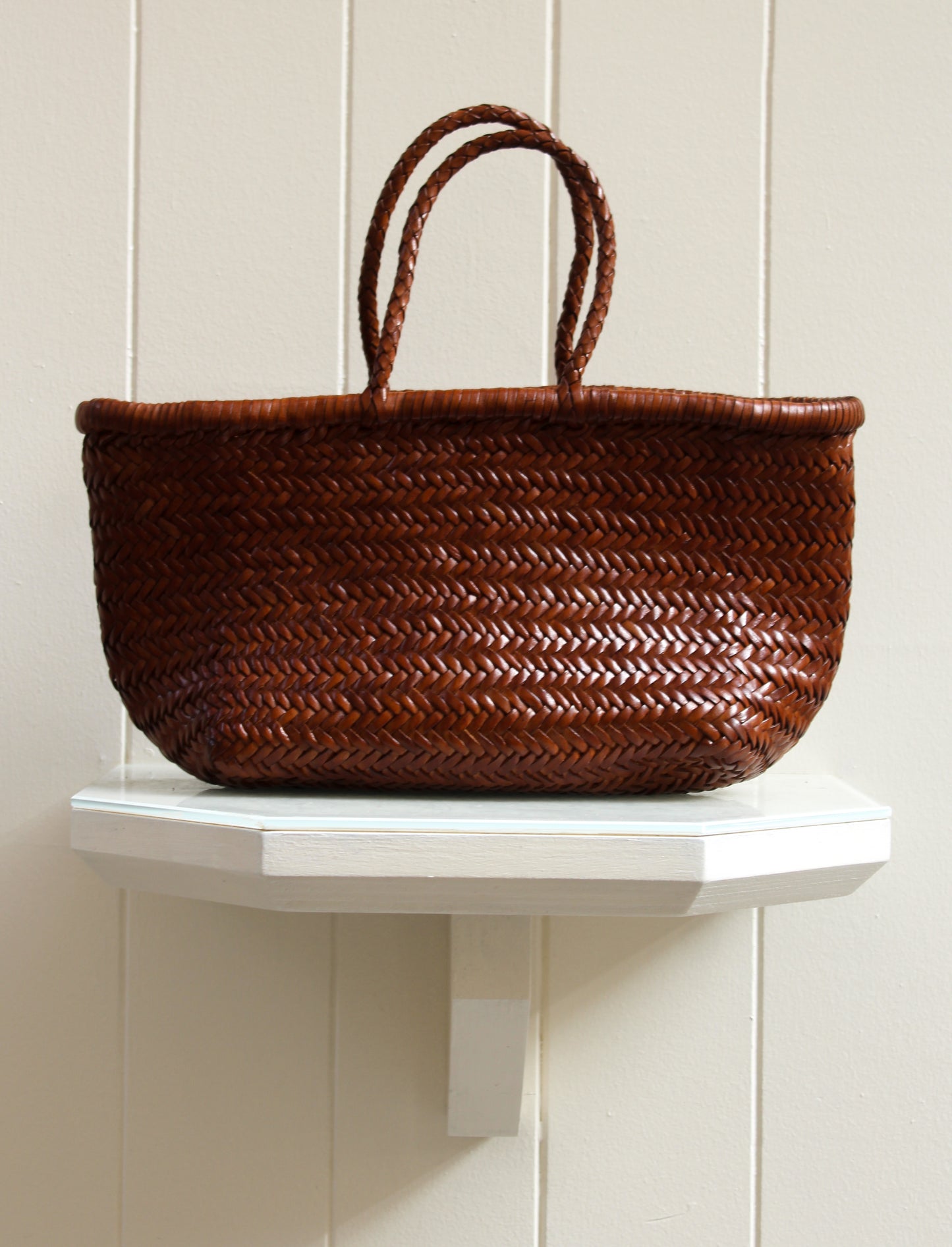 BORSA IN PELLE INTRECCIATA CUOIO