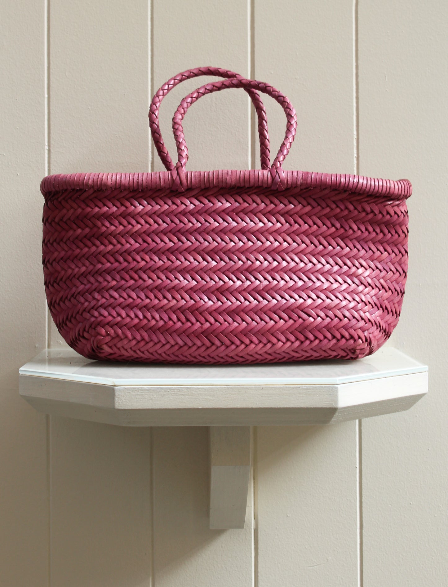 BORSA IN PELLE INTRECCIATA ROSA