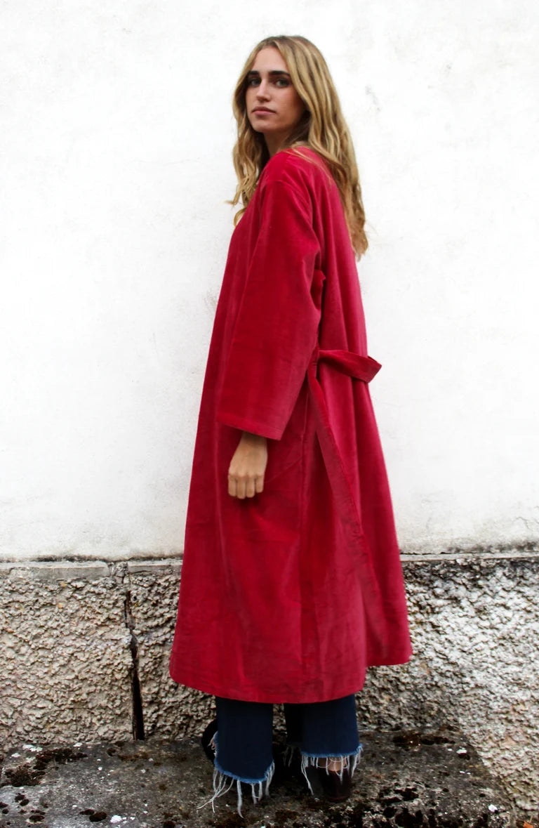 KIMONO LUNGO ROSSO RUBINO