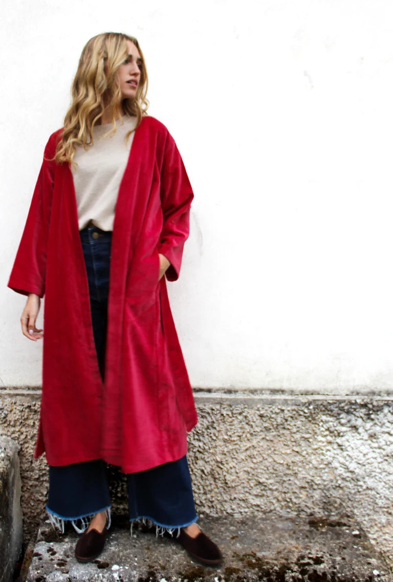 KIMONO LUNGO ROSSO RUBINO