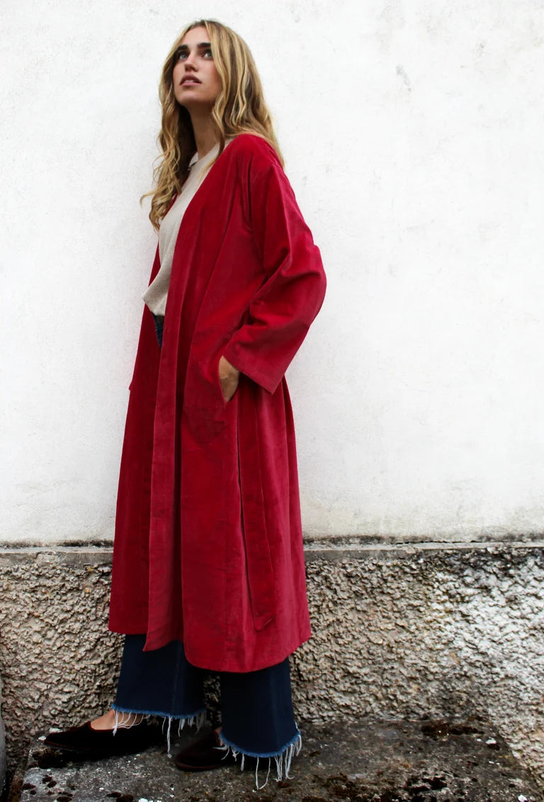 KIMONO LUNGO ROSSO RUBINO