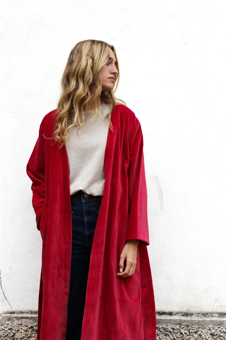 KIMONO CORTO ROSSO RUBINO