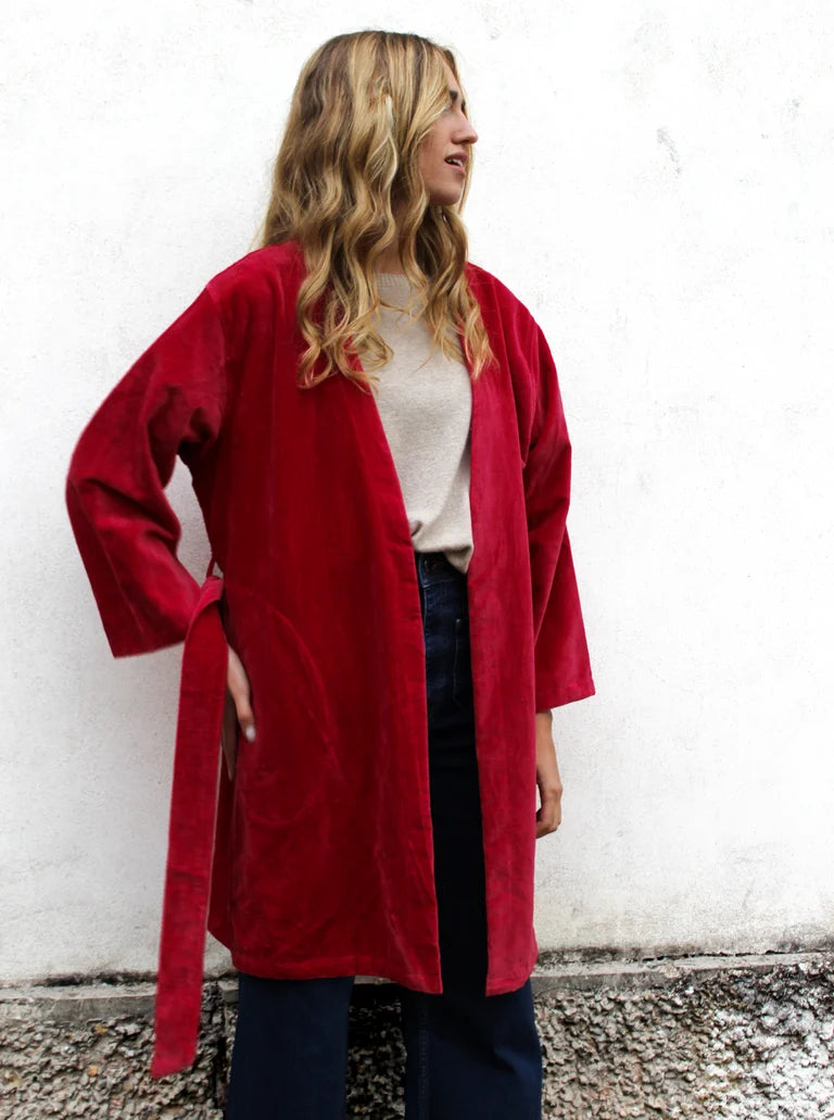KIMONO CORTO ROSSO RUBINO