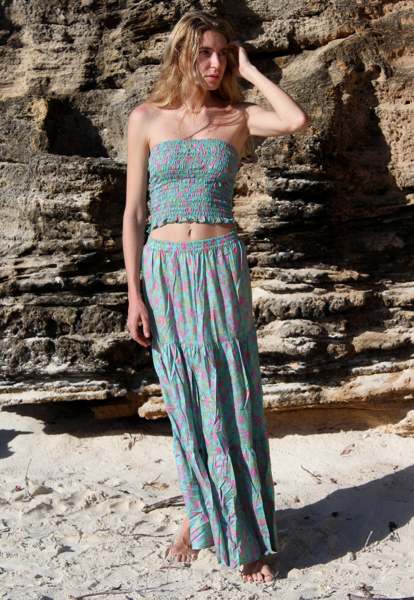 COMPLETO TOP ARRICCIATO E GONNA LUNGA X