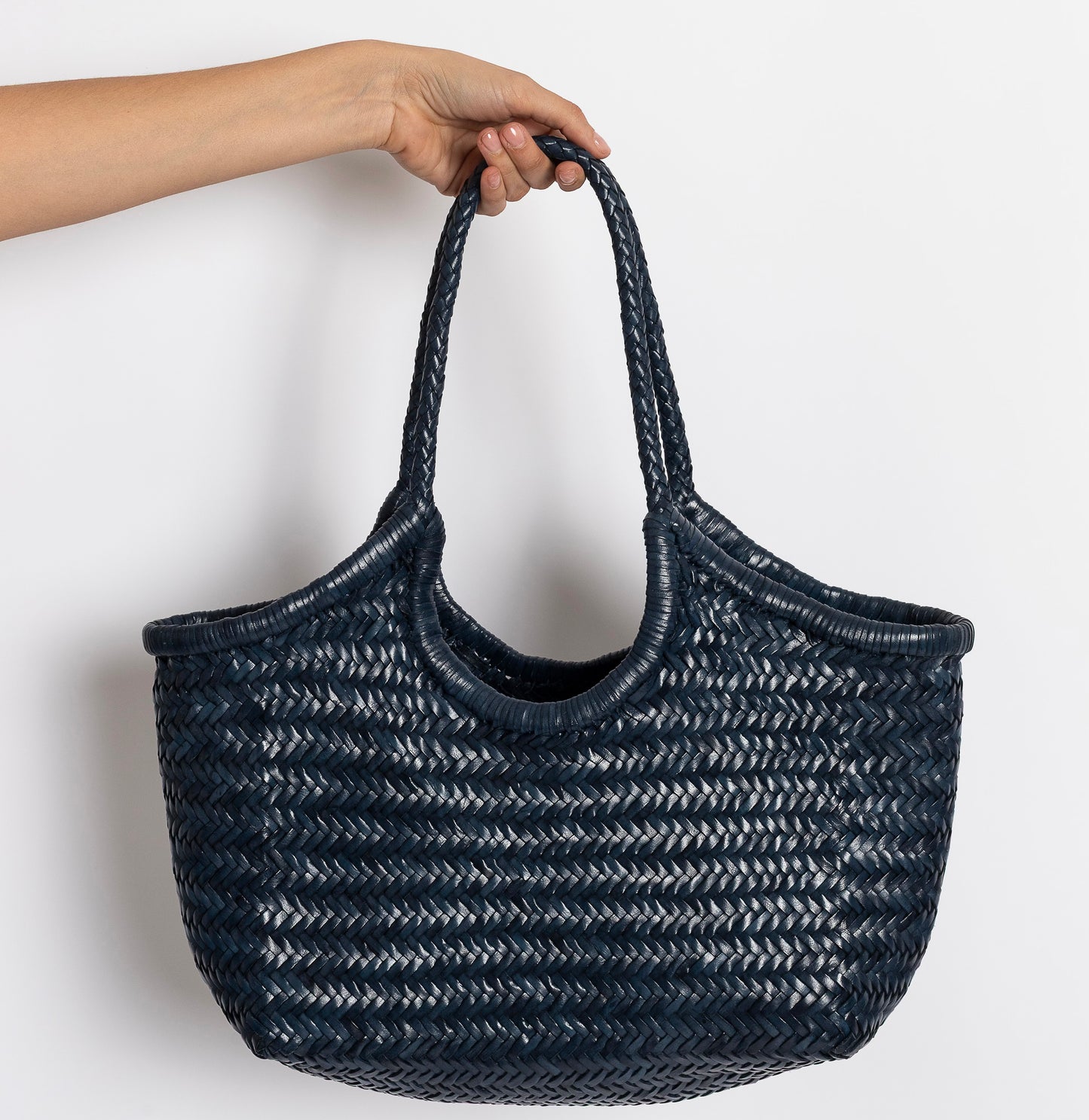 BORSA IN PELLE INTRECCIATA BLU
