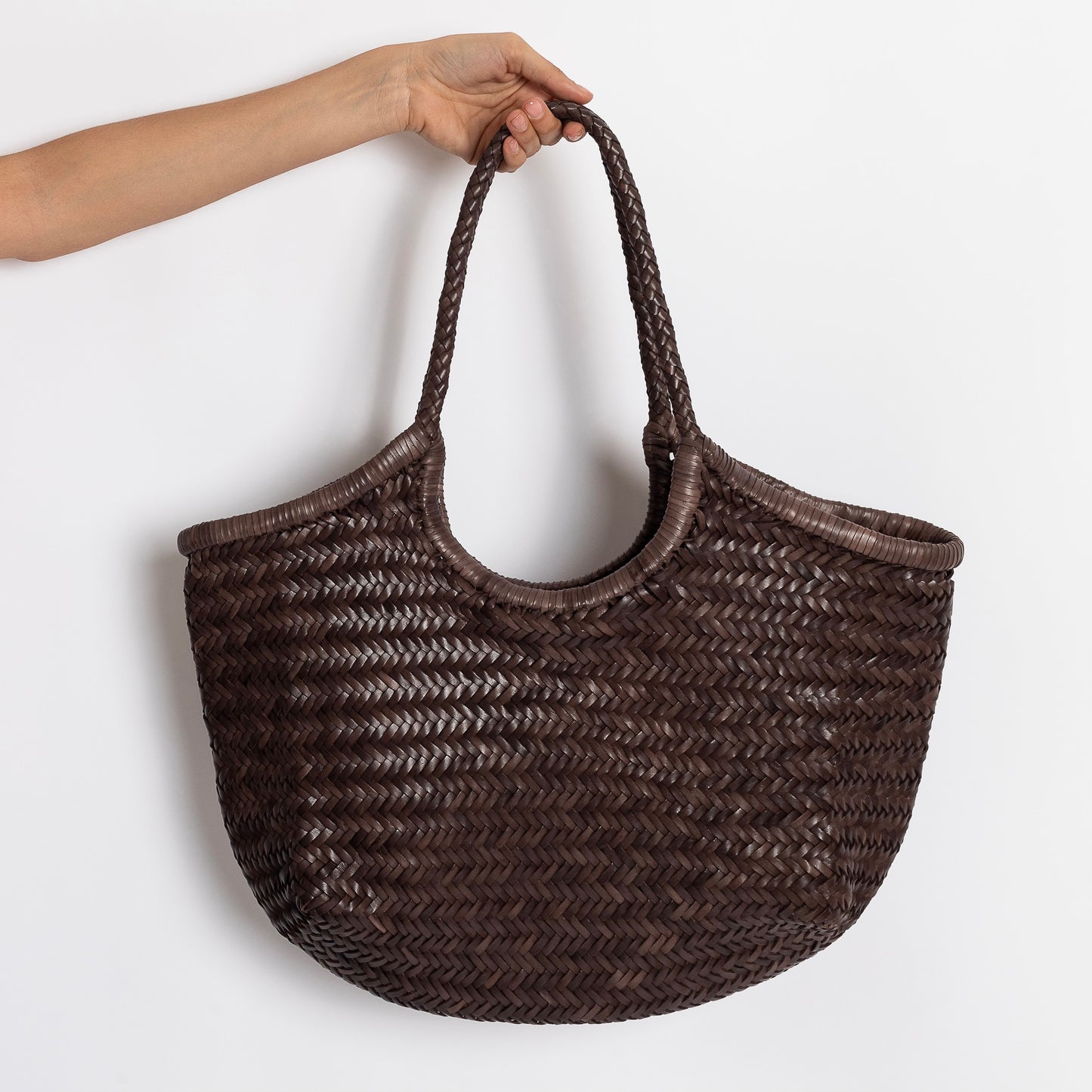 BORSA IN PELLE INTRECCIATA CIOCCOLATO