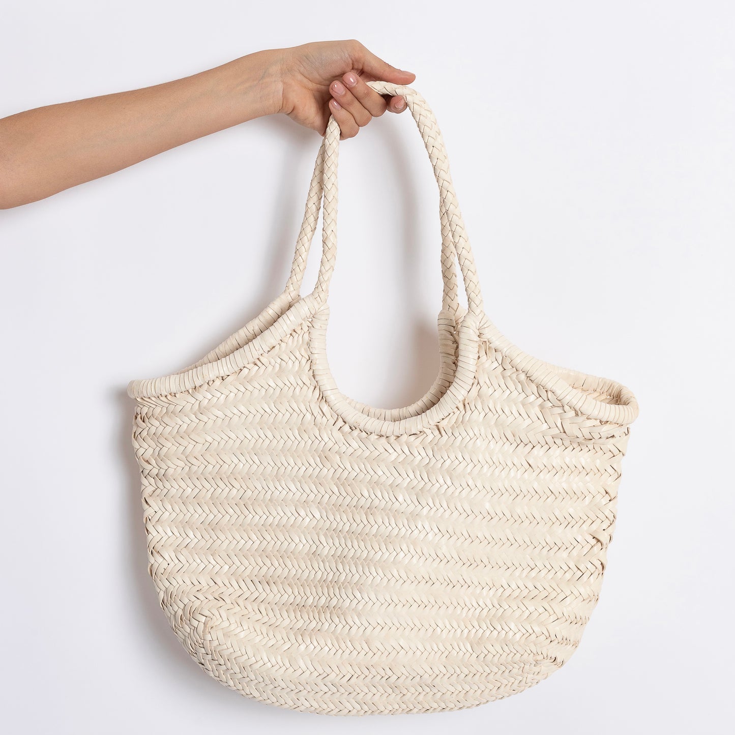 BORSA IN PELLE INTRECCIATA BIANCA