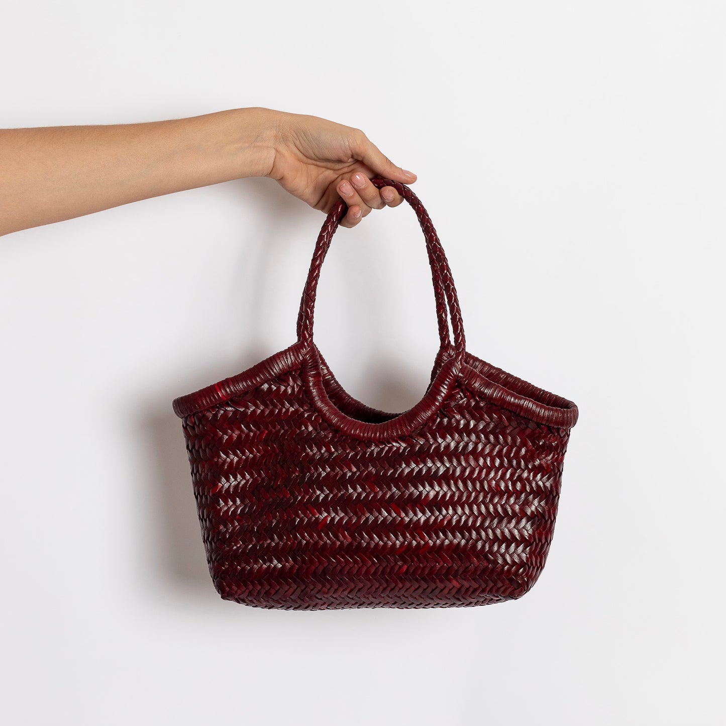 BORSA IN PELLE INTRECCIATA BORDEAUX