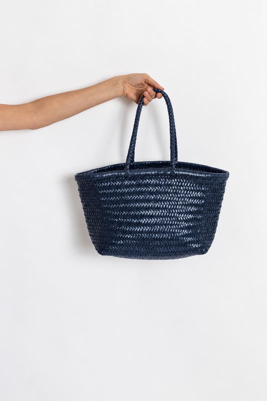 BORSA IN PELLE INTRECCIATA BLU