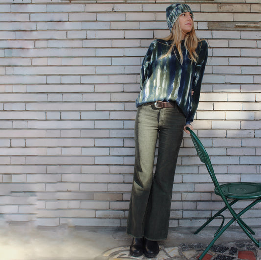 PANTALONE IN VELLUTO VERDE MILITARE