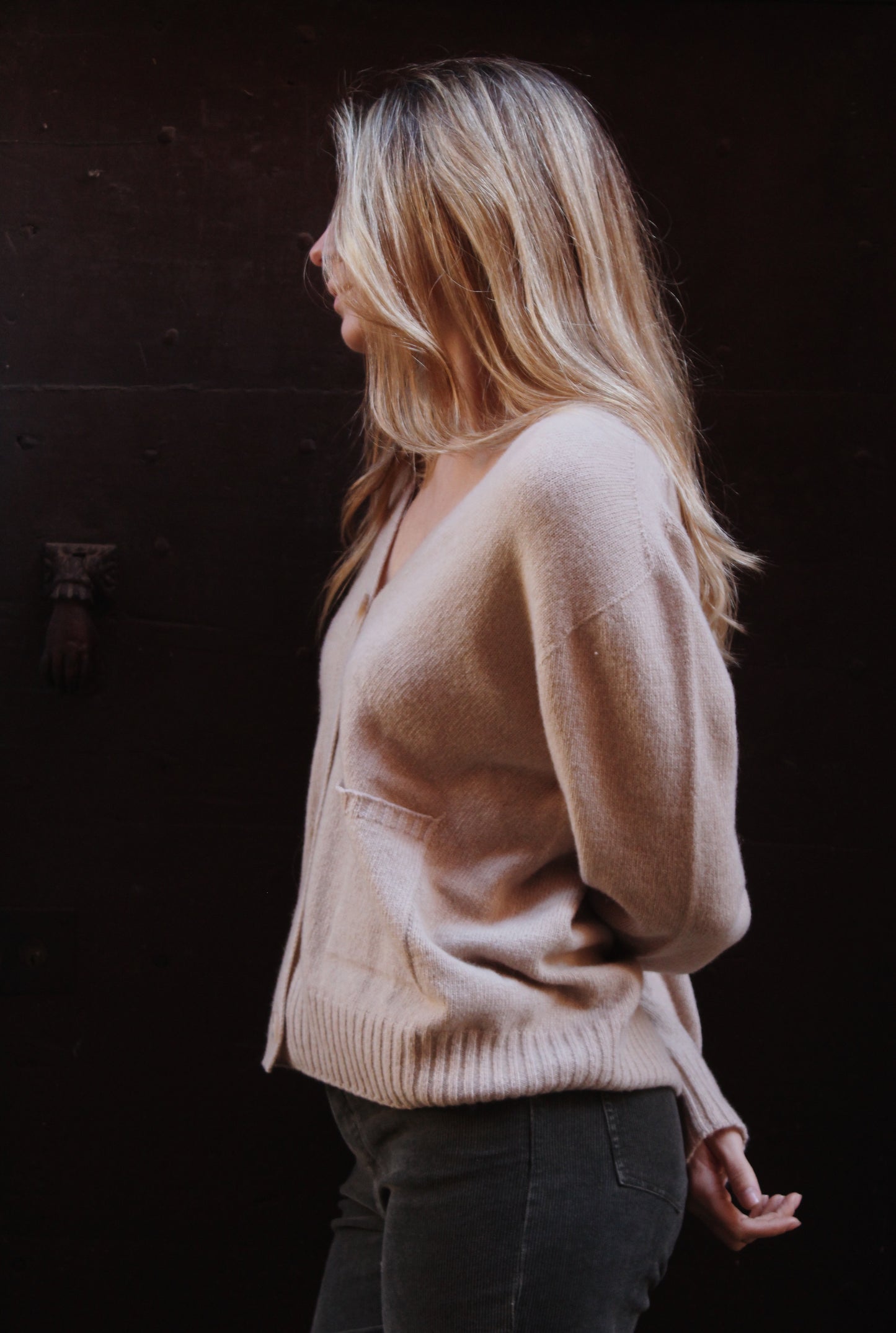 CARDIGAN IN 100% CASHMERE RIGENERATO BEIGE