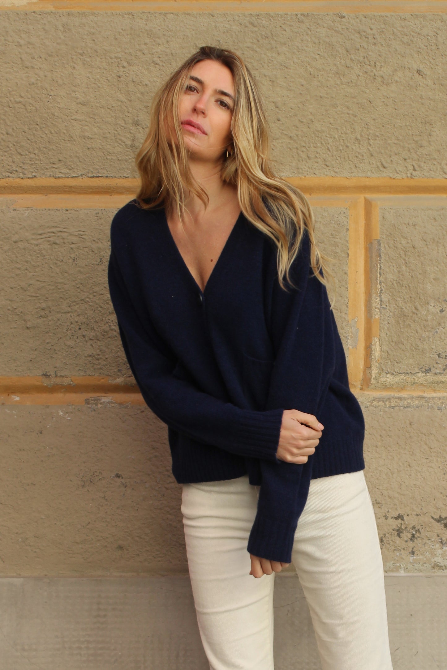 CARDIGAN IN 100% CASHMERE RIGENERATO BLU NOTTE