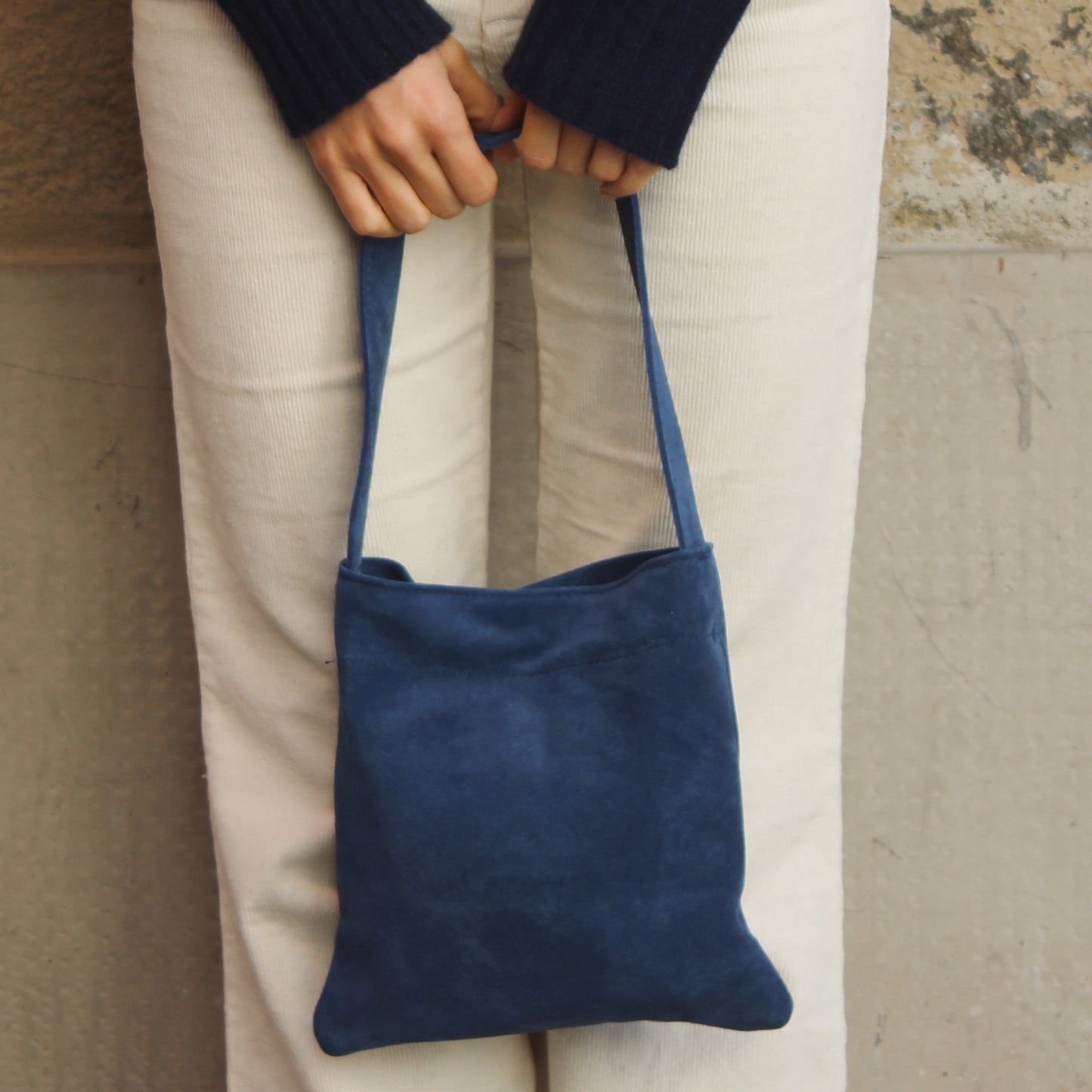 BORSA IN SUEDE BLU JEANS