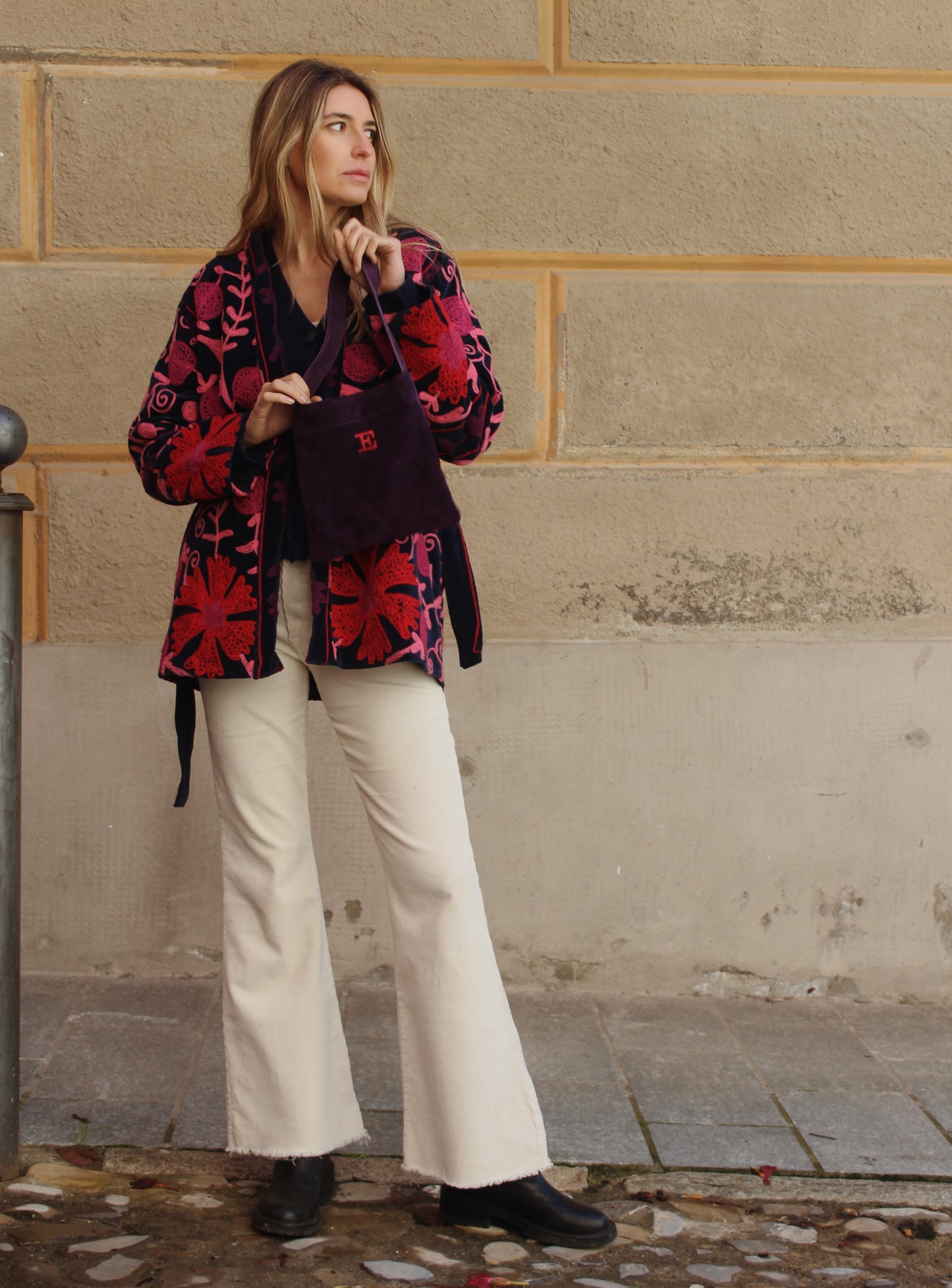 PANTALONE IN VELLUTO AVORIO