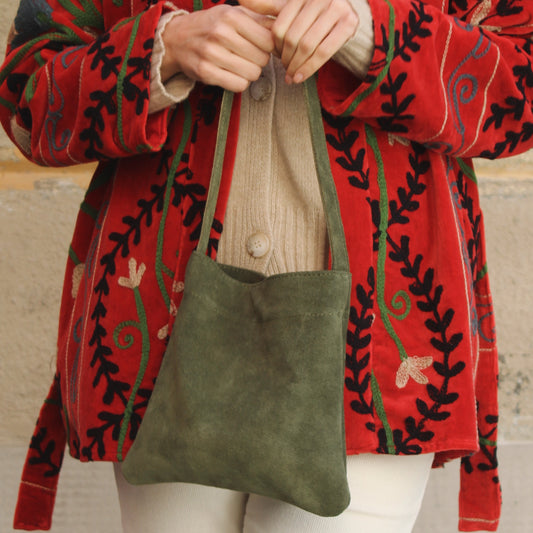 BORSA IN SUEDE VERDE OLIVA