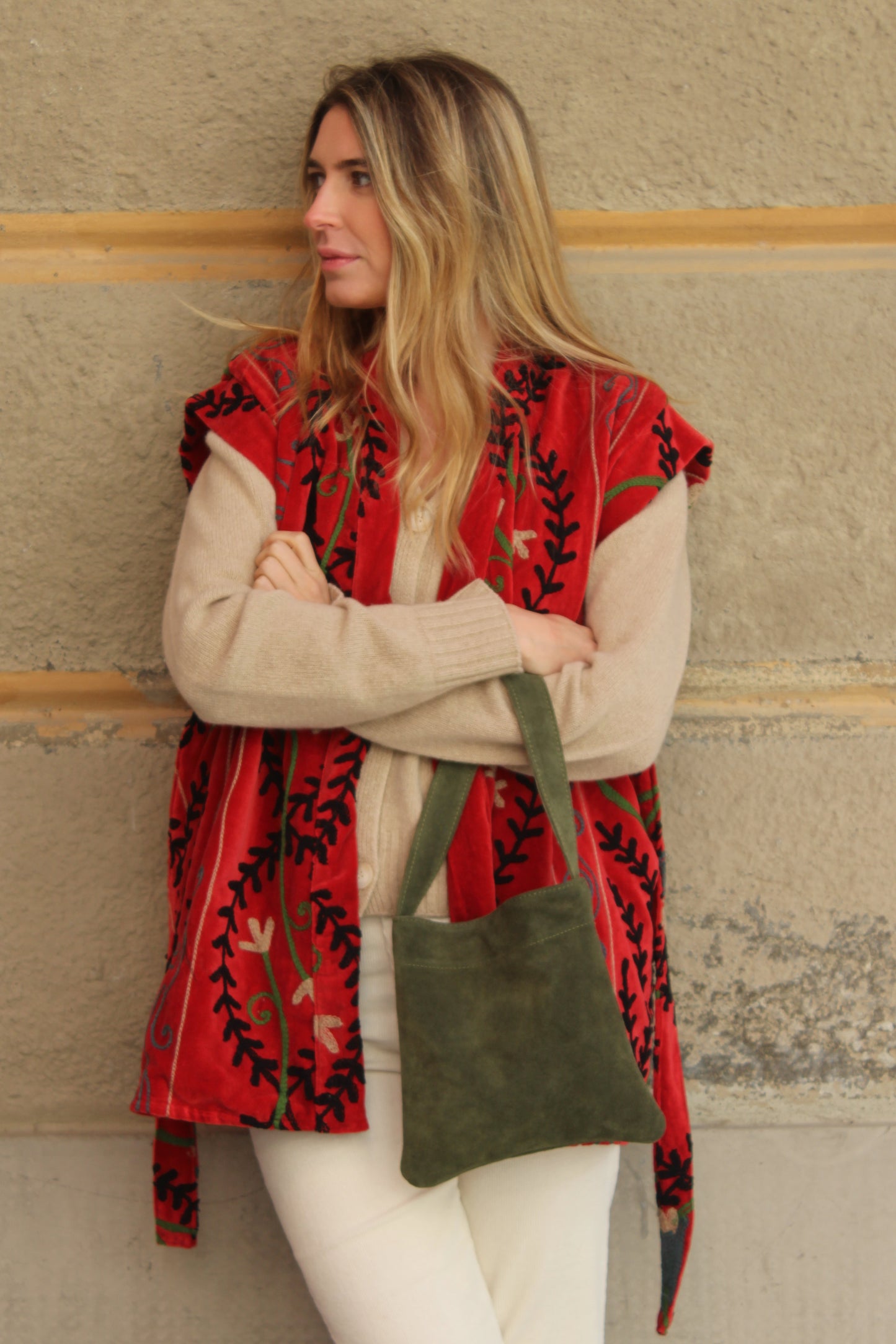 BORSA IN SUEDE VERDE OLIVA