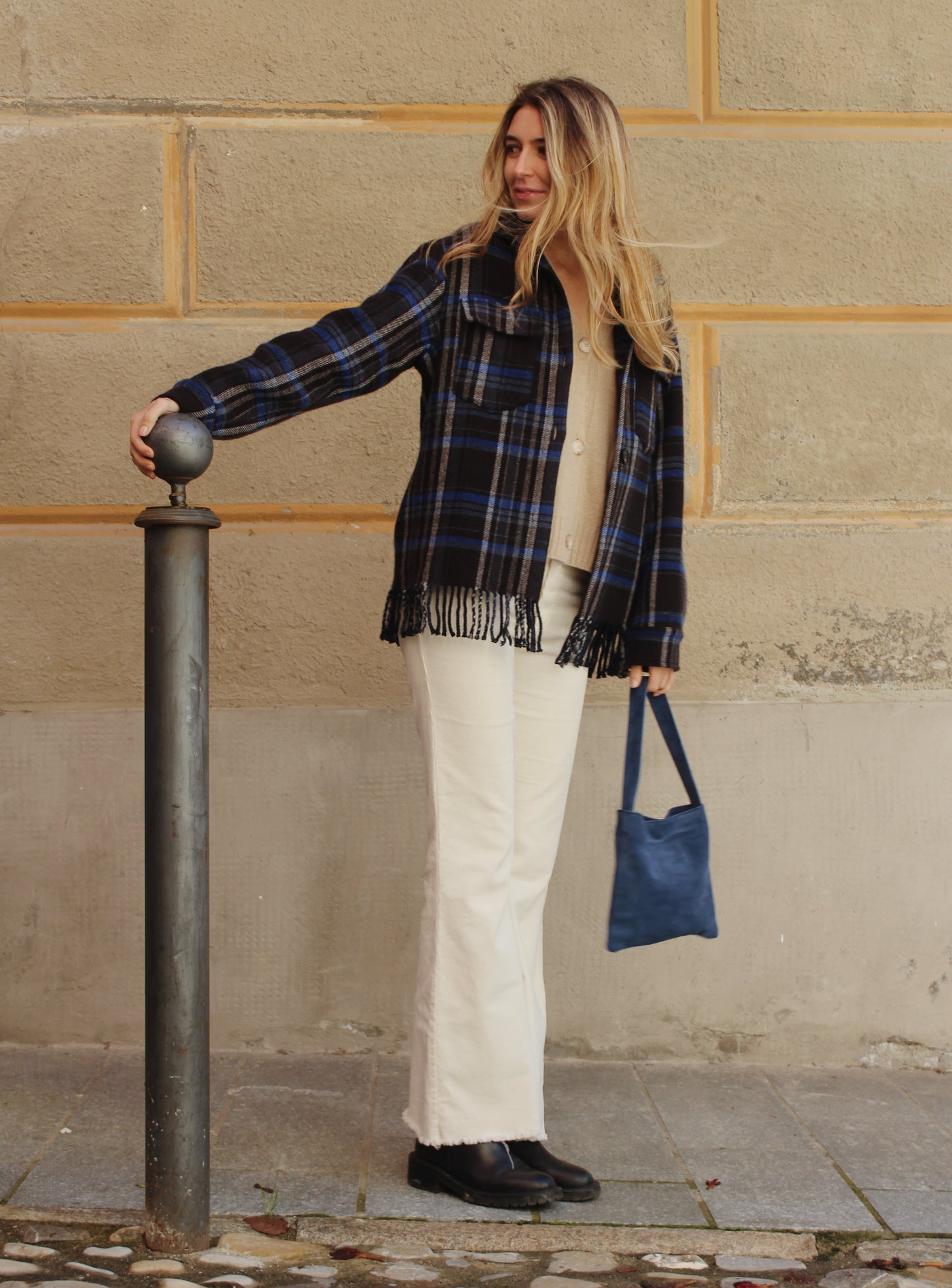 BORSA IN SUEDE BLU JEANS