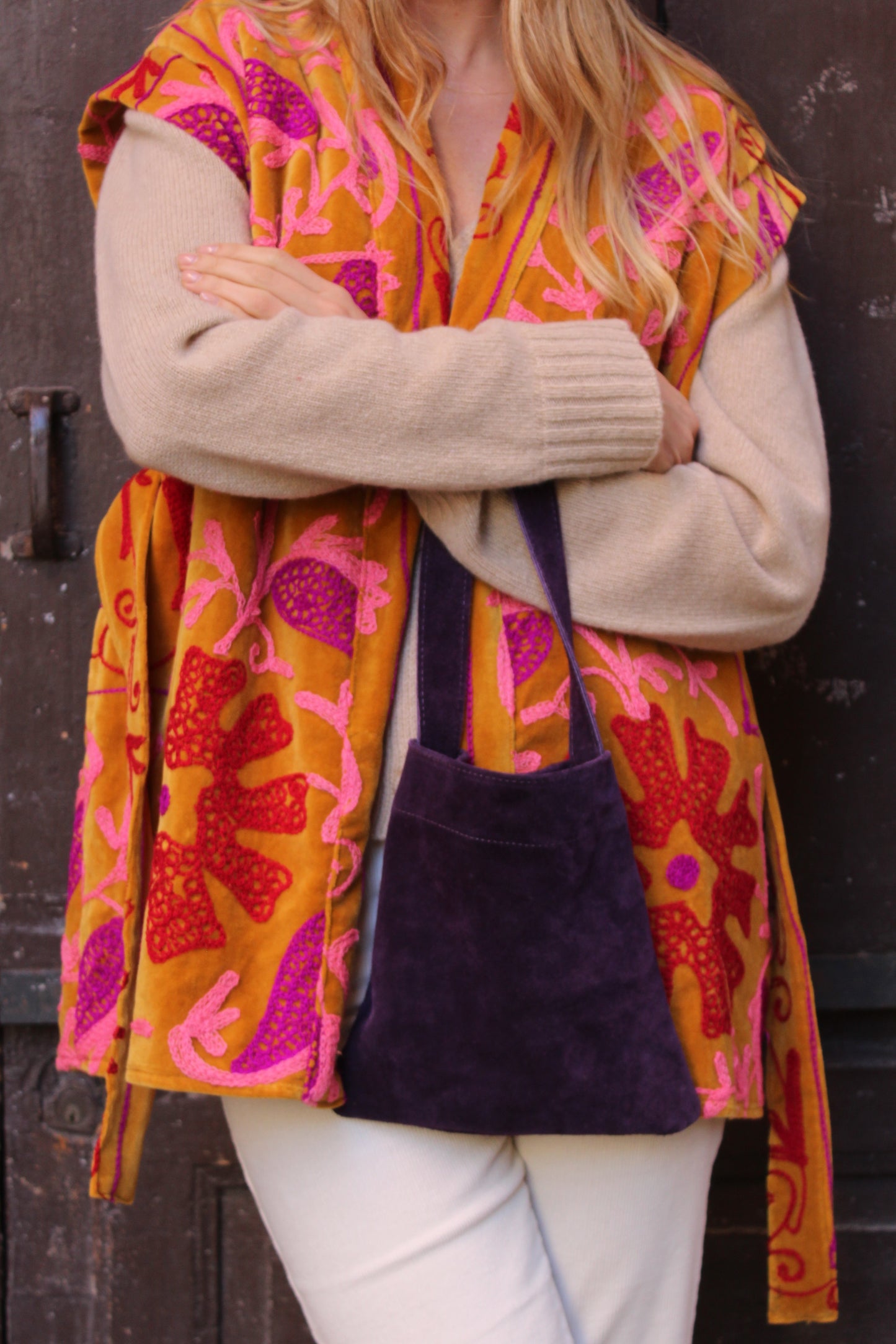 BORSA IN SUEDE VIOLA