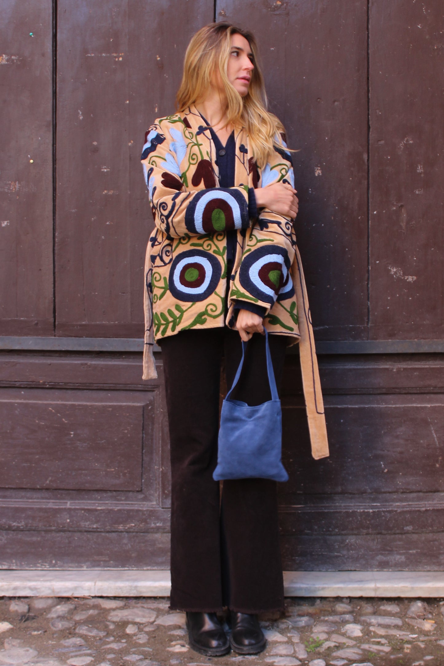 BORSA IN SUEDE BLU JEANS