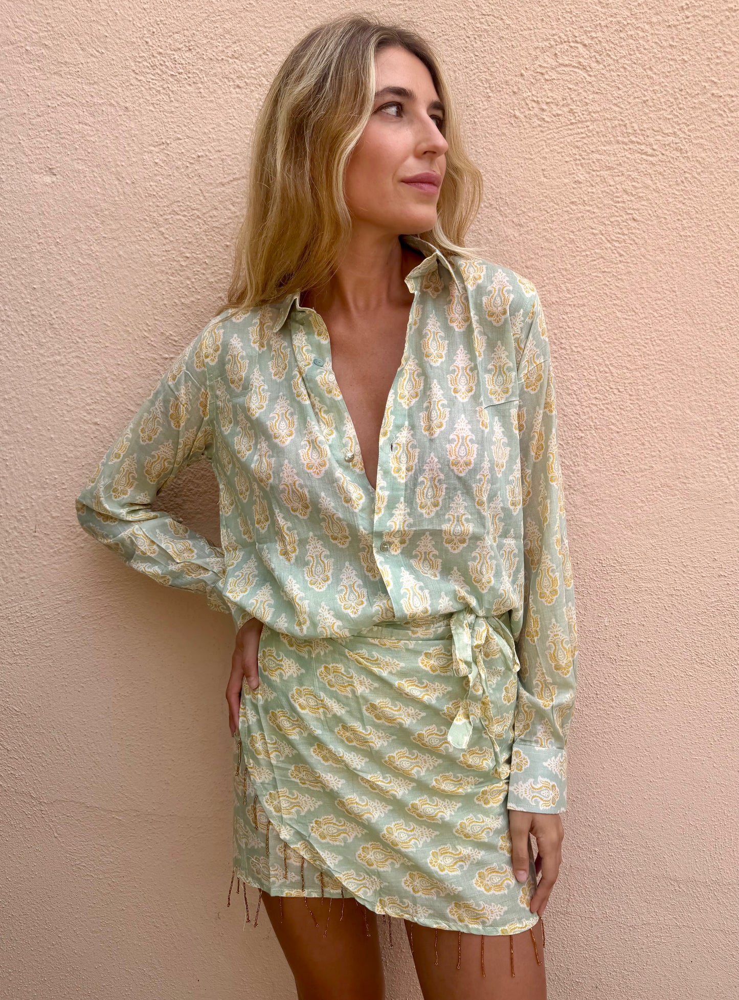 COMPLETO CAMICIA E PAREO CON PERLINE 20