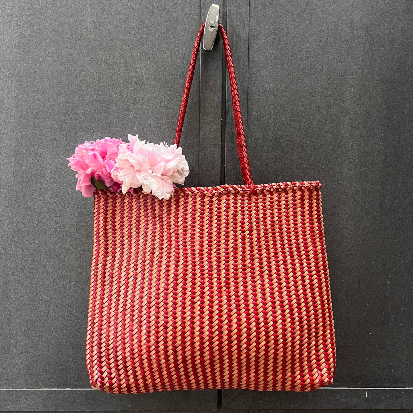 BORSA IN PELLE INTRECCIATA CILIEGIA CIPRIA