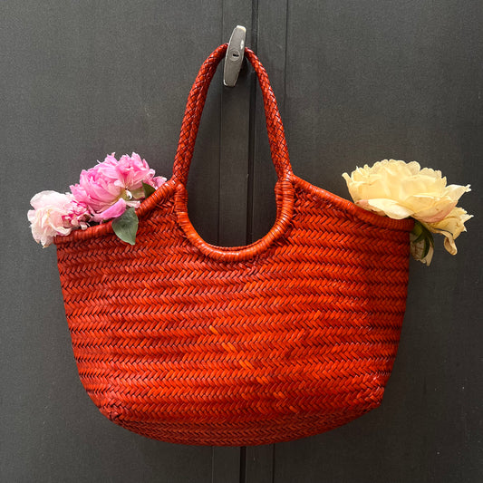 BORSA IN PELLE INTRECCIATA ALBICOCCA