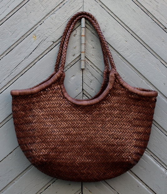 BORSA IN PELLE INTRECCIATA CIOCCOLATO