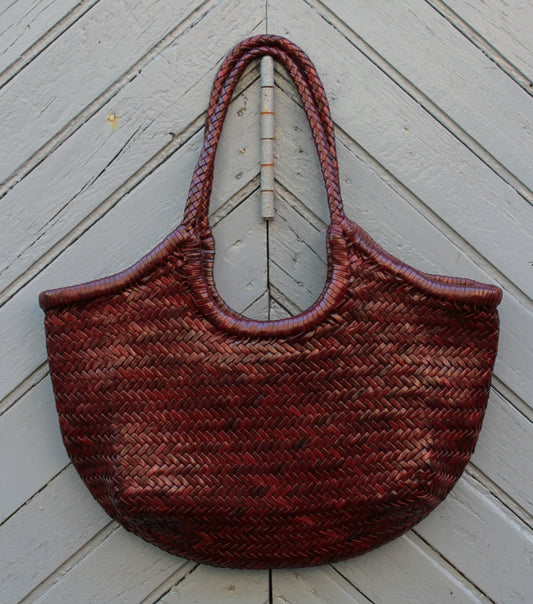 BORSA IN PELLE INTRECCIATA BORDEAUX