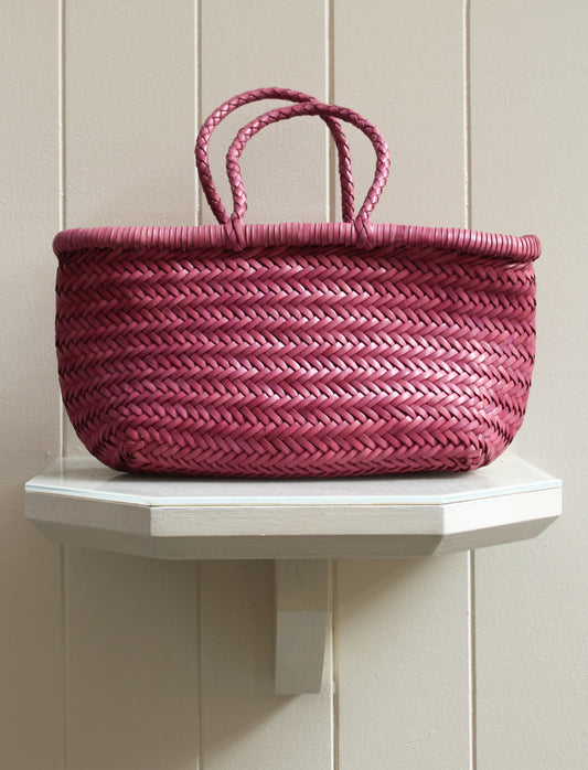 BORSA IN PELLE INTRECCIATA ROSA