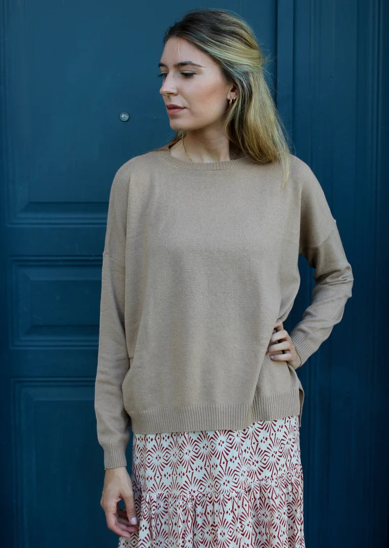 MAGLIONE BEIGE CAMMELLO