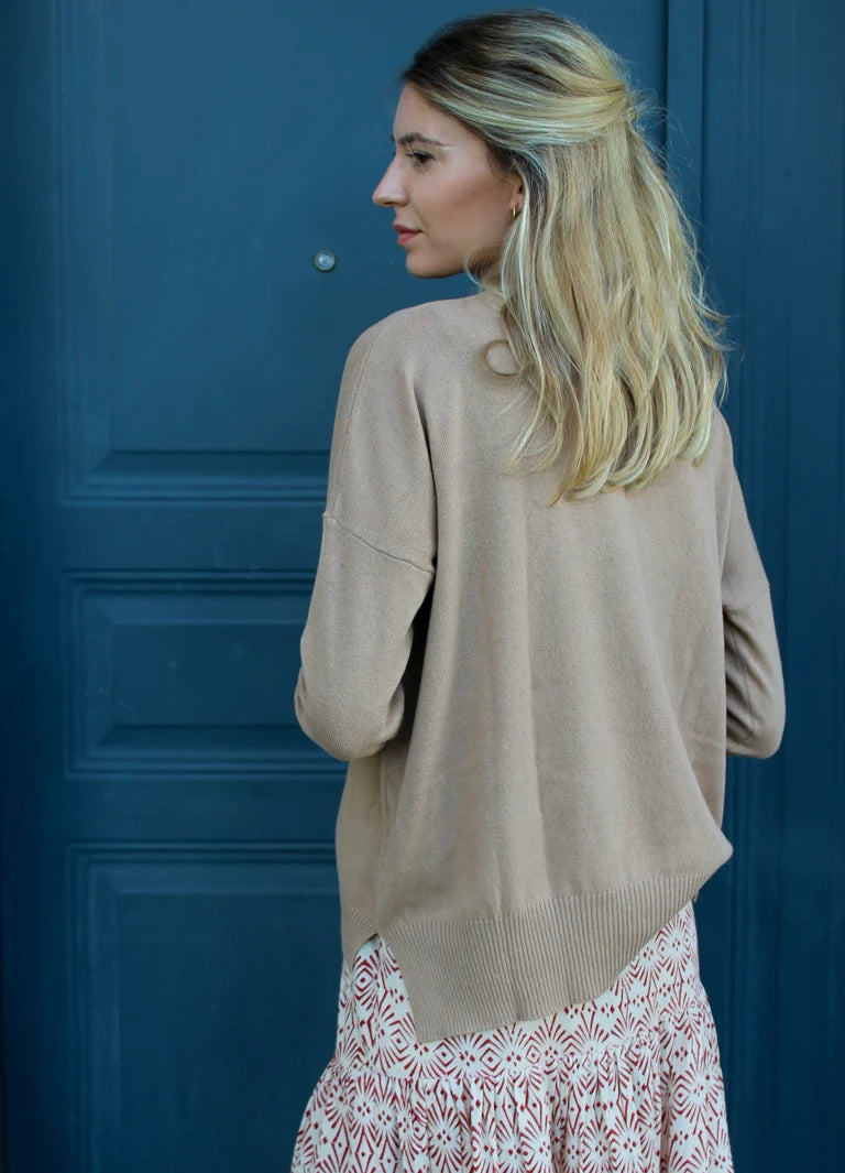 MAGLIONE BEIGE CAMMELLO