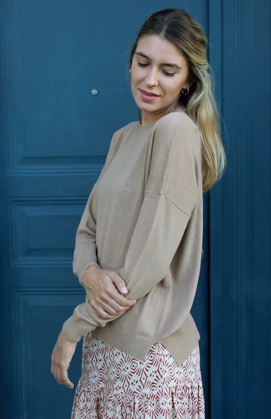 MAGLIONE BEIGE CAMMELLO