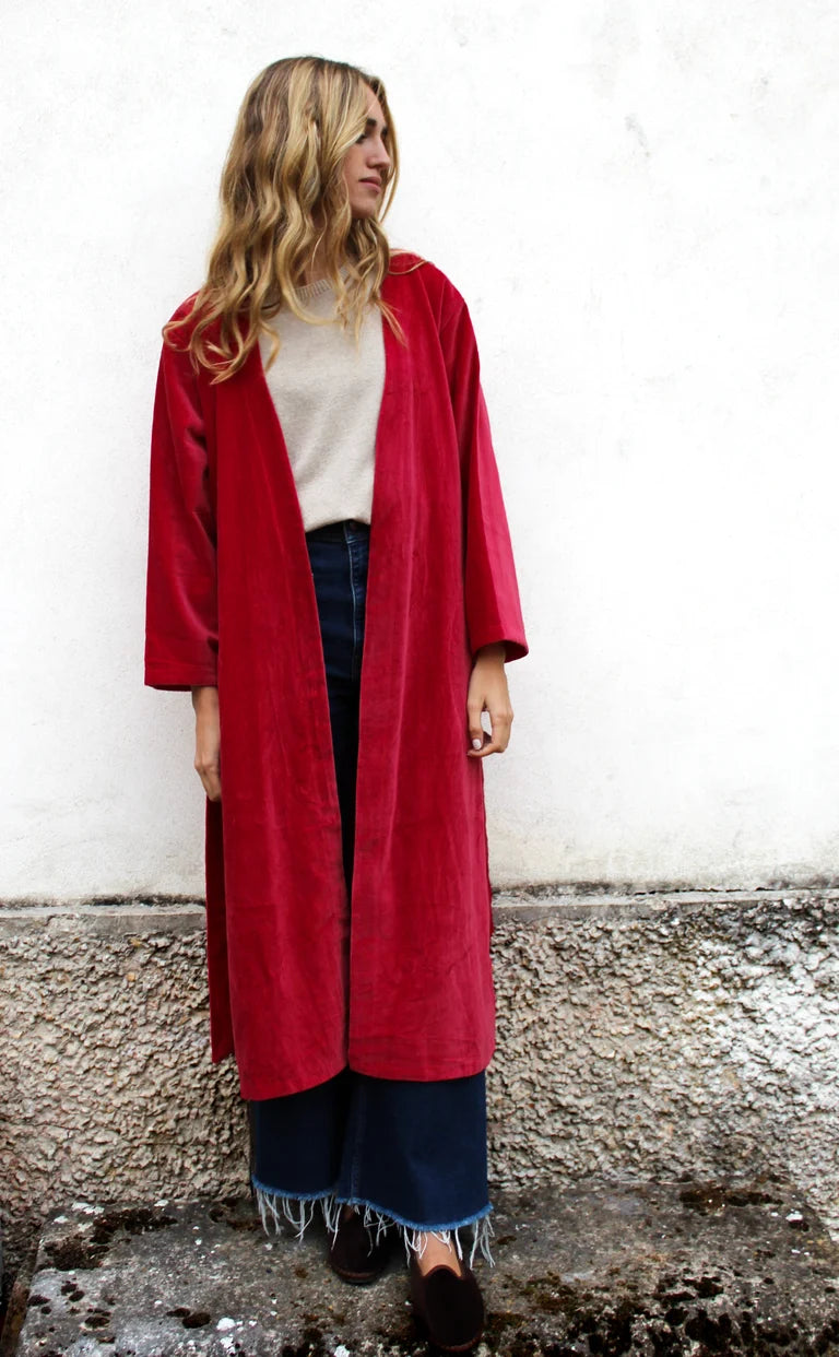 KIMONO LUNGO ROSSO RUBINO