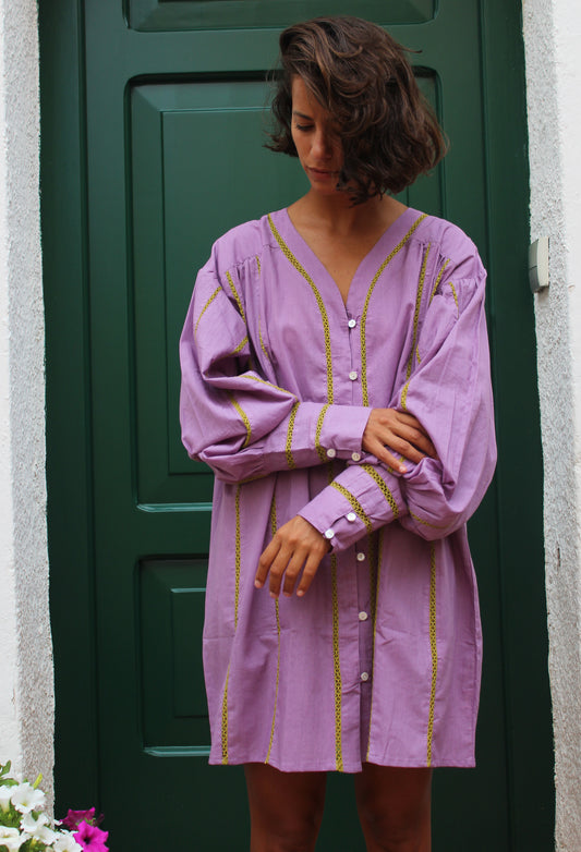 CAMICIONE IN COTONE CON PIZZO A CONTRASTO 5