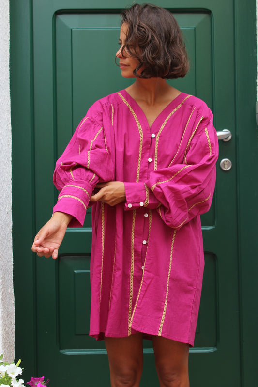 CAMICIONE IN COTONE CON PIZZO A CONTRASTO 4