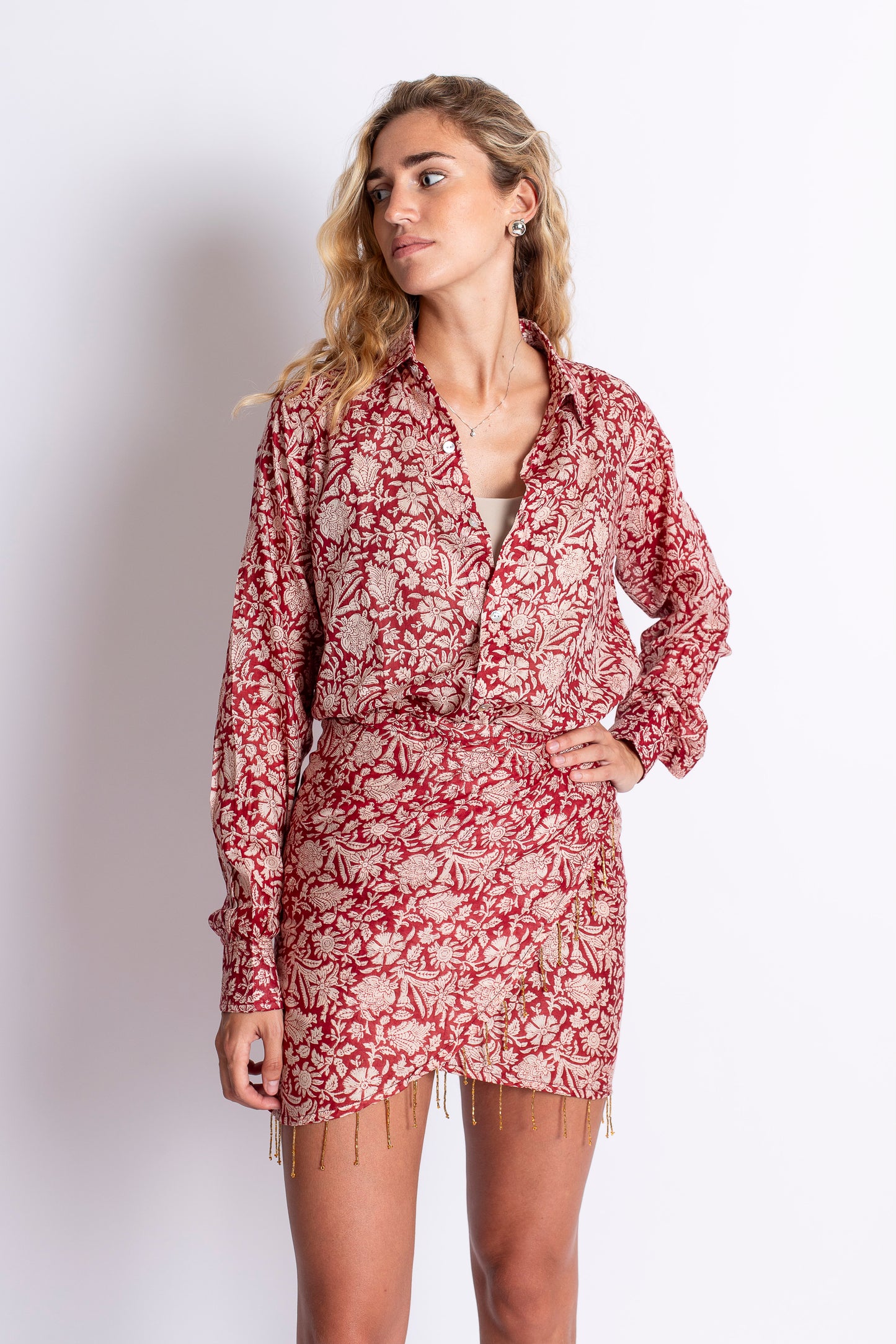 COMPLETO CAMICIA E PAREO CON PERLINE 17 x MVP