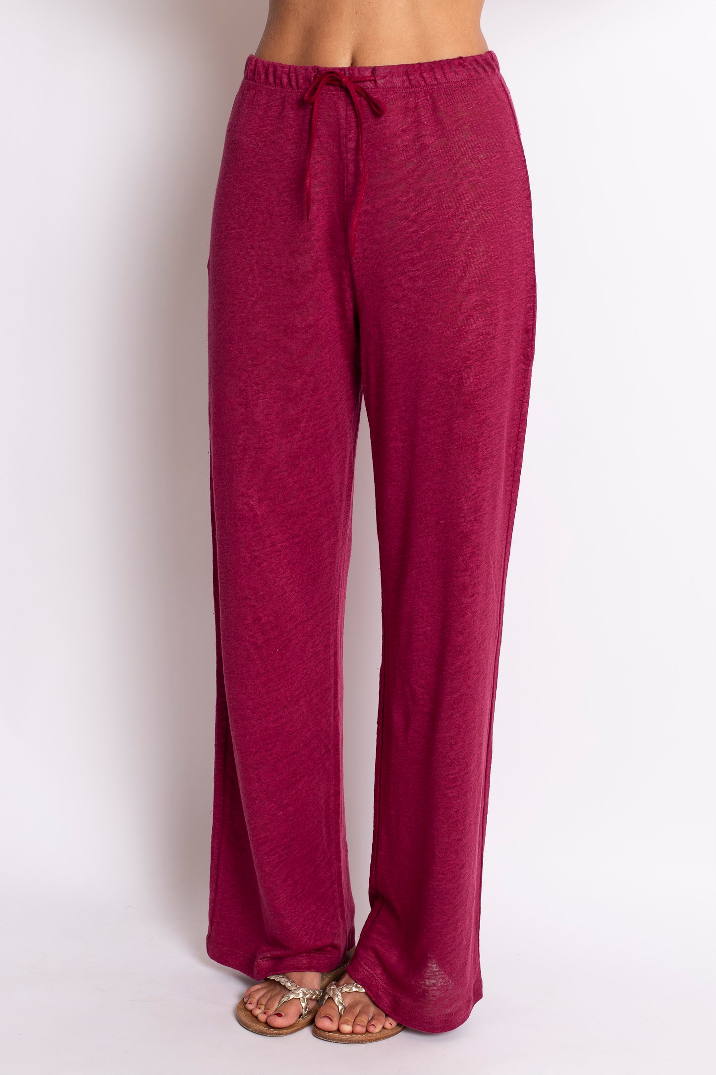 PANTALONE LUNGO IN LINO MAGENTA