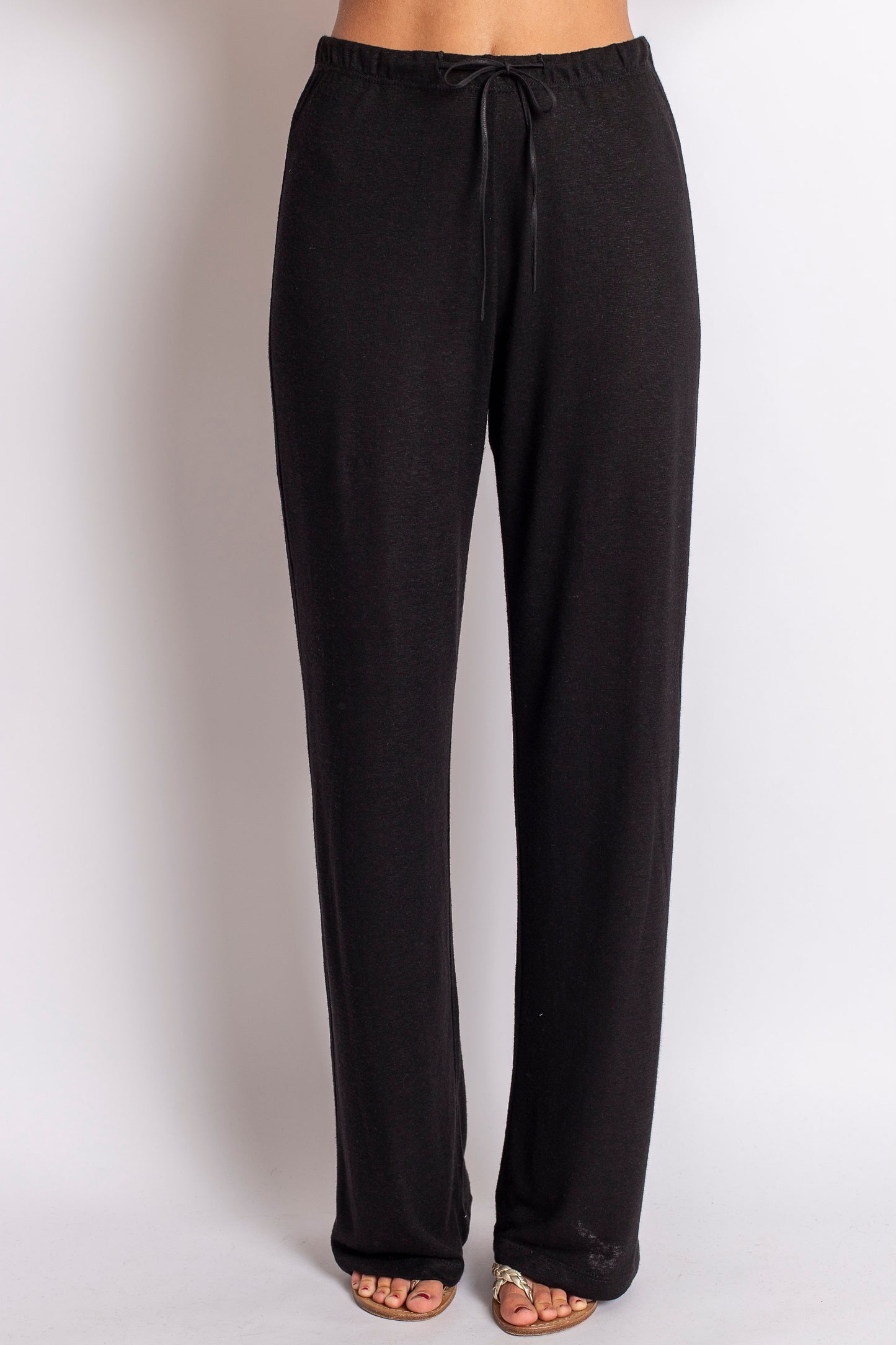 PANTALONE LUNGO IN LINO NERO