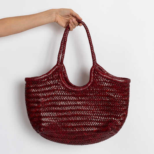 BORSA IN PELLE INTRECCIATA BORDEAUX