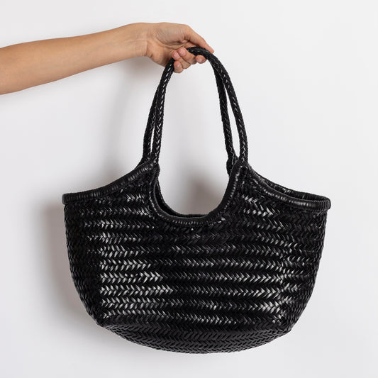 BORSA IN PELLE INTRECCIATA NERA