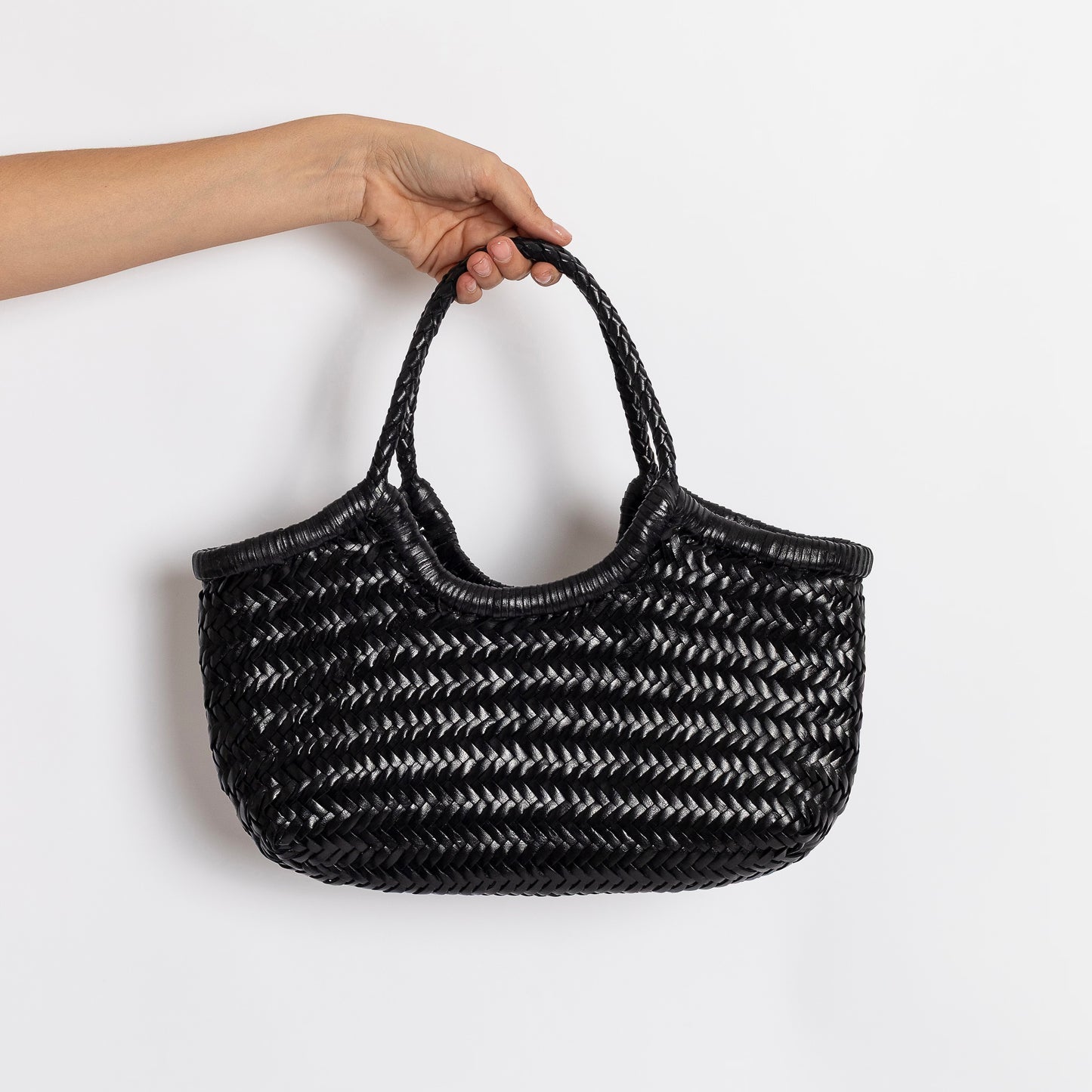 BORSA IN PELLE INTRECCIATA NERA